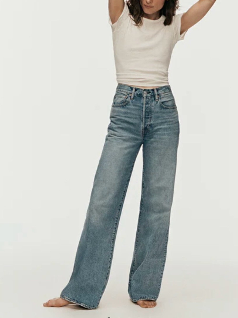 Buck Mason Blue Wide-Leg Flare Jeans